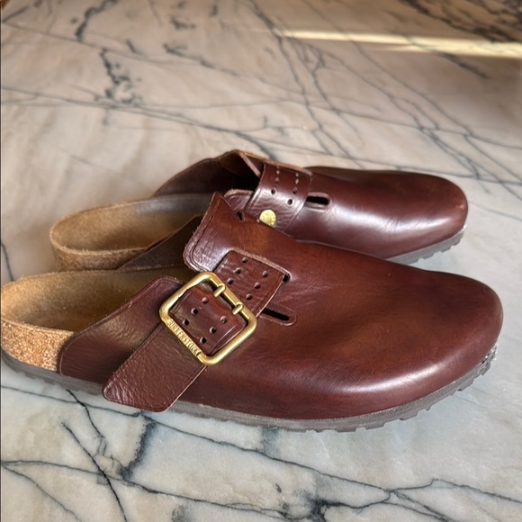 Birkenstock Brown Leather Clogs - Picture 2 of 9